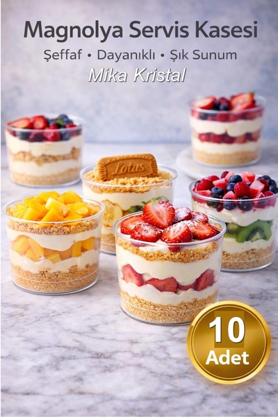 Kitchen Beauty 10 Adet Yuvarlak Mika Kase Plastik Şeffaf Kapaksız Sunum Kabı ...