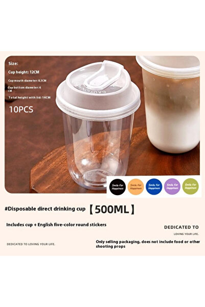 Choice P6 500ml Transparent Coffee Cups with Lids, U-shaped Disposable Cups f...