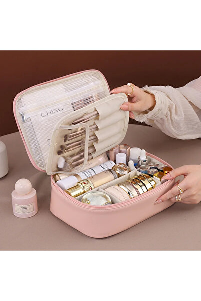 choice2 Pink 1pc Makeup Bag Hand-held Large Capacity Multi-layer Classificati...