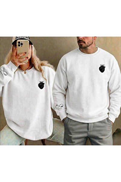 EFFRENATU Oversize Anatomical Heart Printed Sweatshirt Cotton Single Piece