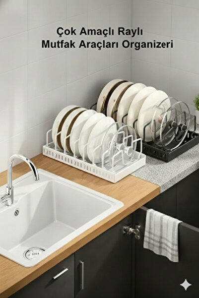 TncPatiShop 2-Piece Adhesive Telescopic Rail Kitchen Utensil Organizer Spice ...