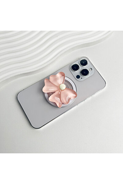 Choice3 حامل هاتف مغناطيسي قابل للطي باللون الوردي، مزين بفيونكة لطيفة، مناسب...