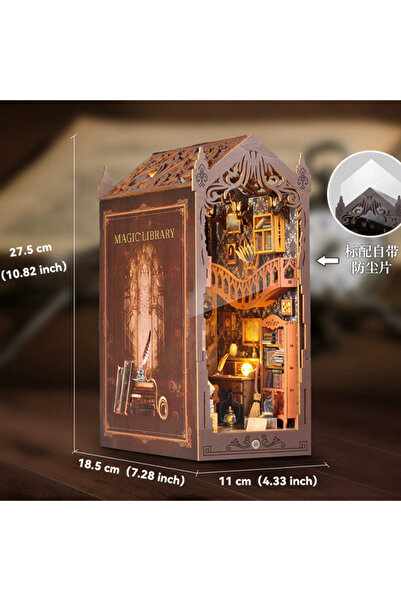 Choice مجموعة مكتبة سحرية بنية اللون، ركن كتب يمكنك تركيبه بنفسك، رف كتب خشبي...