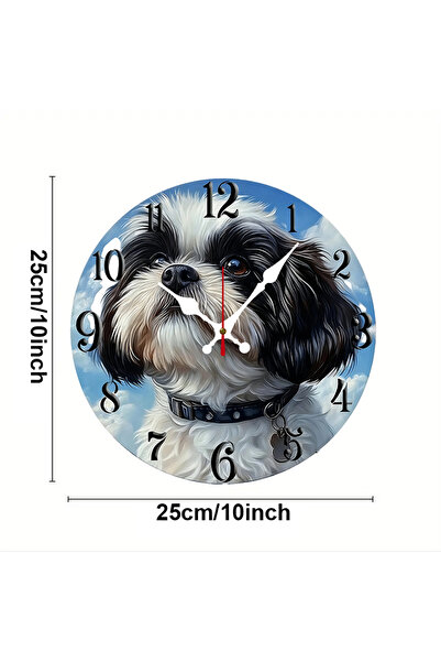 Choice 10 inch GZ-WYT09150007 Shih Tzu Dog Design Wooden Round Silent Hanging...