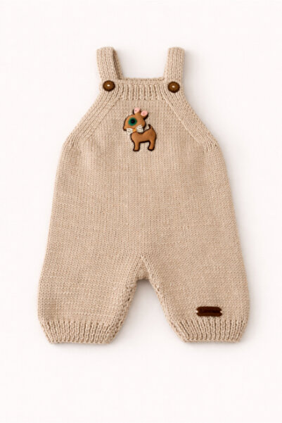 Handmade El Örgüsü Uzun Paçalı Bebek Tulum %100 Cotton