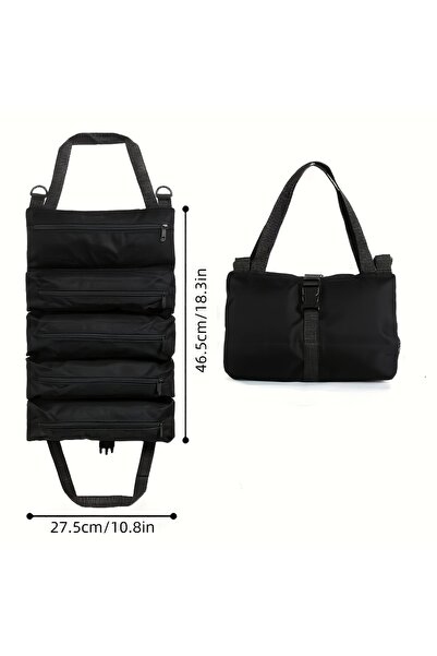 Choice حقيبة أدوات سوداء متينة قابلة للطي، مصنوعة من قماش أكسفورد، منظم أدوات...