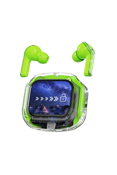Choice سماعات أذن لاسلكية حقيقية بتقنية بلوتوث 5.4، لون أخضر، مزودة بخاصية إل...
