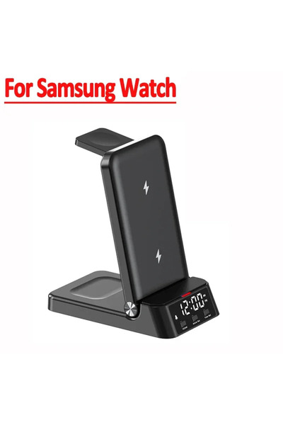 Choice3 VIKEFON black For samsung 4 in 1 Quick Wireless Charger Dock Alarm Cl...