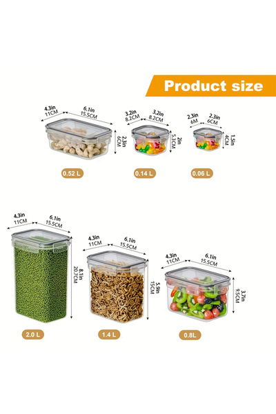 Choice مجموعة علب طعام للمطبخ مكونة من 6 قطع، 7 قطع، مصنوعة من بلاستيك خالٍ م...