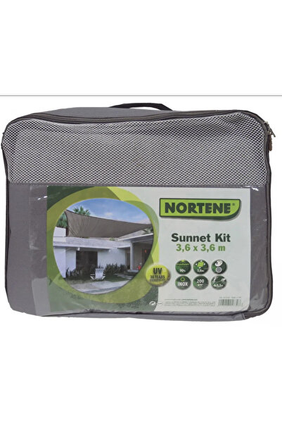 NORTENE Shade net kit, stainless steel rings, UV resistant, 3.6x3.6 m, gray, ...