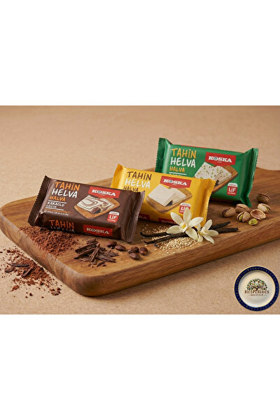 Koska Tahini halva trio pack - cocoa & plain (vanilla) & pistachio (3x200g)