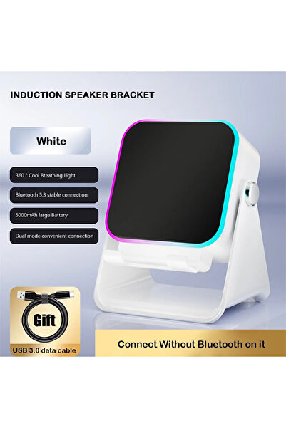 Choice1 حامل هاتف قابل للطي مطور باللون الأبيض مع مكبر صوت يعمل بالحث وإضاءة،...