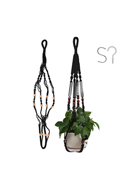Choice black Macrame Plant Hanger Net Hanging Flower Pot Holders Indoor Outdo...