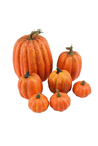 Choice 7 قطع من القرع الأصفر بأحجام متنوعة، قرع برتقالي كبير واقعي، مجموعة قر...