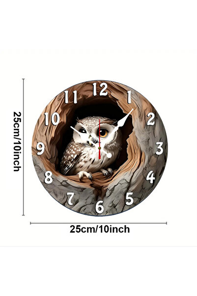 Choice 10 inch GZ-WYT09120017 Tree Hole Owl Wooden Round Silent Hanging Wall ...