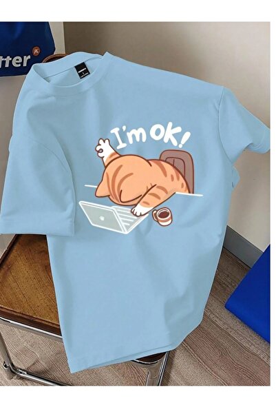 PENTHİLUS I Am Ok Printed Unisex Oversize T-Shirt - Oversize Printed T-Shirt