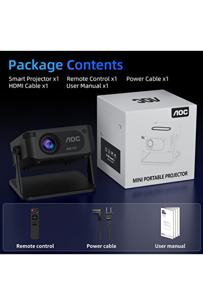 Choice7 EU Plug Black A HA109 Projector 4K Android 11 720P Projectors Wifi5 2...