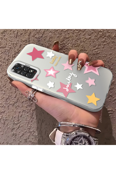 Hontinga حافظة هاتف ريدمي نوت 11 متوافقة مع نمط النجوم الملونة من السيليكون ذ...