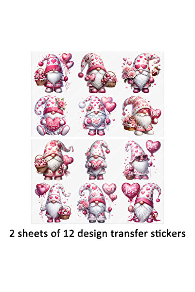 Choice Multi-Colored 2pcs Pink Valentines Day Gnome Hearts Love DIY UV DTF Ru...