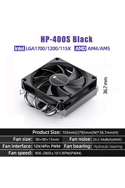 Choice1 بدون إضاءة RGB، مبرد وحدة المعالجة المركزية HP-400S أسود اللون من JBO...