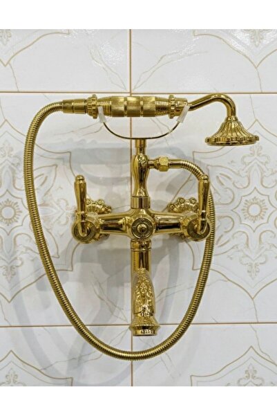 HT PRİMA Rustik Banyo Bataryası Desenli Nostaljik Duş Seti