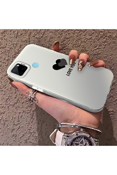 Hontinga حافظة هاتف Realme C25Y متوافقة مع نمط القلب من السيليكون ذات حافة صل...