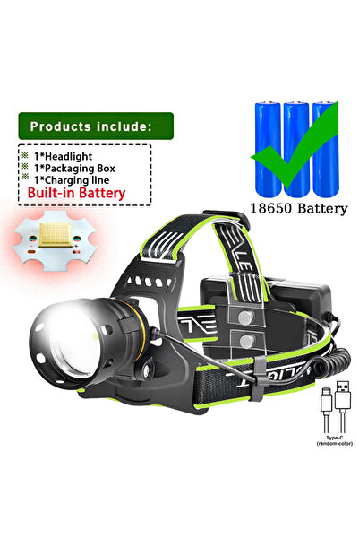 Choice3 مصباح رأس LED فائق السطوع XHP360 أسود H192 مزود ببطارية 18650، بـ 36 ...