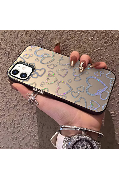 Hontinga حافظة هاتف آيفون 12 برو متوافقة مع نمط القلب من السيليكون ذات حافة ص...