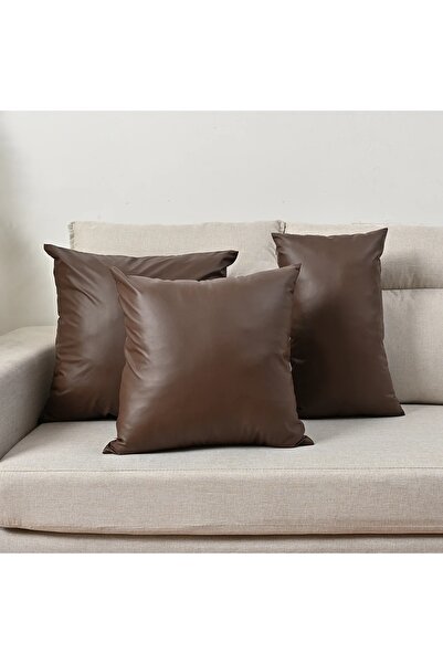 Choice1 غطاء وسادة بني اللون، مقاس 50×50 سم، مصنوع من جلد البولي يوريثان المش...