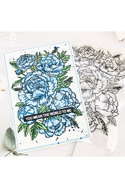 Choice Peony stamp Alinacutle Clear Stamps Large Peony Stamp Bloom Floral DIY...