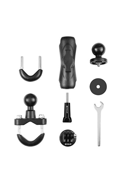 Choice حامل تثبيت على مقود الدراجة النارية من PULUZ باللون الأسود، مزود بقاعد...