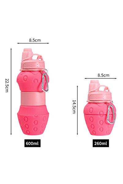 Choice 0.6L Dark Pink Portable Foldable Sports Water Bottle 600Ml Travel Spor...