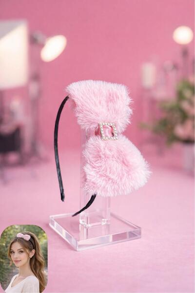 Diloshtrend Design Fiyonk Peluş Taç Zirkon Taşlı Fiyonk Peluş Taç