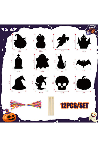 Choice1 Package B 12PCS Halloween DIY Scratch Paper Rainbow Art Craft Pumpkin...