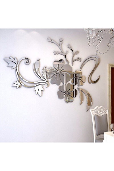Choice6 Silver Flower Acrylic Mirror Wall Stickers Bedroom 3d Wall Stickers L...