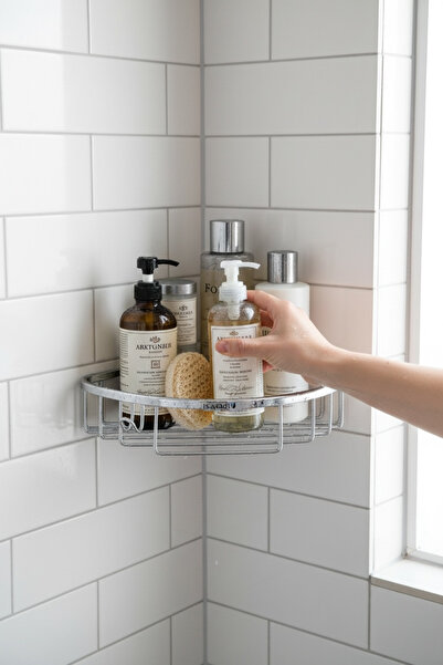 İSAOĞLU YAPI Shampoo Holder Chrome Single Shower Shelf Shampoo Holder Brass L...