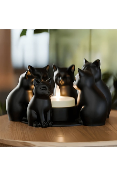 Choice 1 Piece 1 Piece Black Cat Candle Holder, Cat Ring-Shaped Candle Holder...