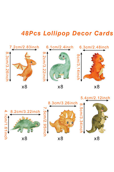 choice2 48 قطعة حامل مصاصات على شكل ديناصورات، 3 قطع، لتزيين حفلات عيد الميلا...