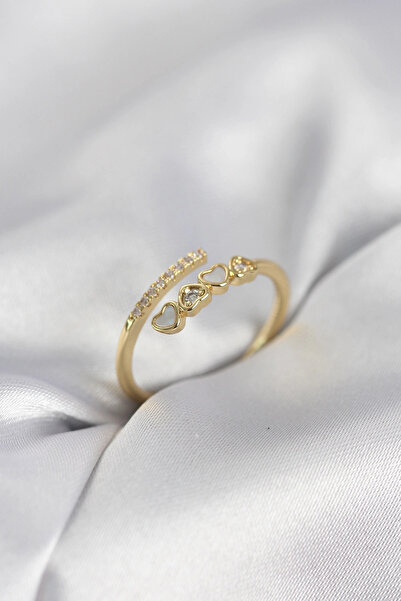 lowell home Gold Color Zircon Stone Minimal Heart Model Women's Ring