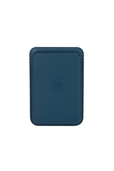 DUKKANCASE Dark Blue Leather Magsafe Card Holder for the Back of the Phone Dk407