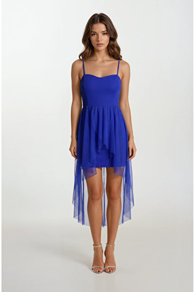 Spazio Darianna Kalp Yaka Askılı Önü Kısa Arkası Uzun Kısa Abiye Elbise SAKS