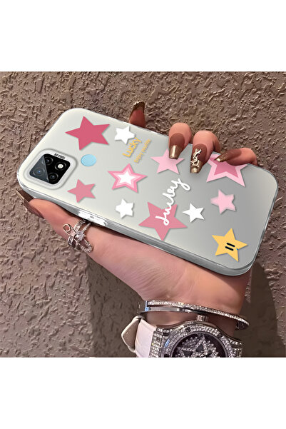 Hontinga حافظة هاتف Realme C21 متوافقة مع نمط النجوم الملونة من السيليكون ذات...