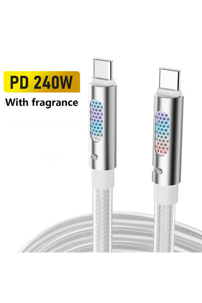 Choice كابل سيليكون USB-C إلى USB-C بطول 1.2 متر وقوة 240 واط للشحن فائق السر...