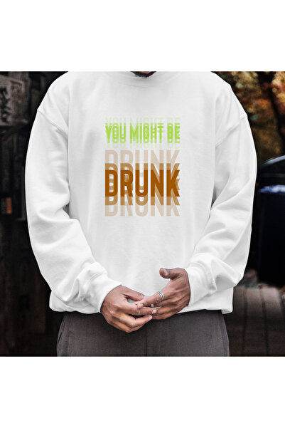 Savnera You Might Be Drunk İllüzyon Baskılı Oversize Unisex Sweatshirt