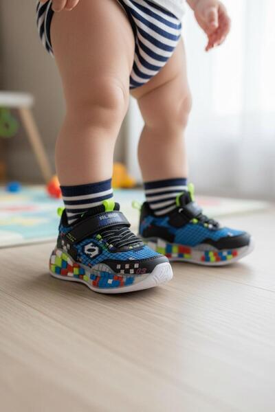 Tuğba Ortopedi 03 Orthopedic Baby Boy Blue Lighted Comfortable Sneaker