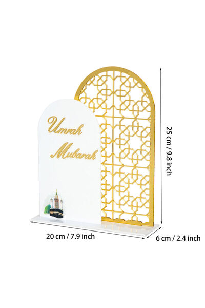 Choice M الذهب عمرة مبارك ديكوراتي موركان أقواس مزدوج عمرة مبارك ديكور