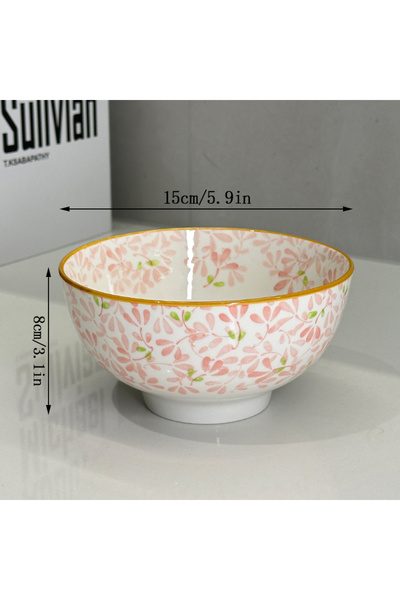 Choice3 وعاء سيراميك وردي اللون، سعة كبيرة 6 بوصات، مزين بنقوش زهور البحار ال...