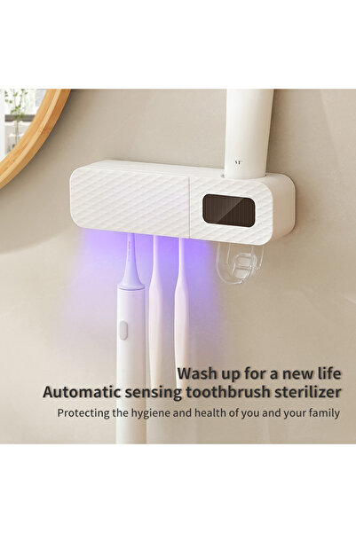 Choice White Wall Mounted Smart Toothbrush Holder with 3-Slot Intelligent Dry...