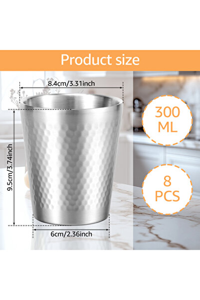 Choice 300ml 8Pcs 8Pcs 304 Stainless Steel Cup 300ml Double Wall Metal Cup Ha...