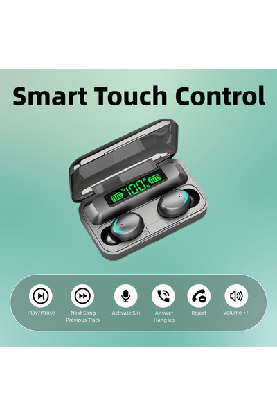 Choice سماعات أذن لاسلكية بلوتوث TWS F9-5C سوداء اللون، مقاومة للماء، مناسبة ...